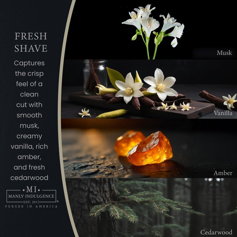Manly Indulgence Fresh Shave Jar Candle 16.5 oz - Musk, Vanilla & Bergamot - Woodsy Amber & Cedarwood - Up to 60 Hour Burn - Soy Blend Wax, USA Poured - Image 2